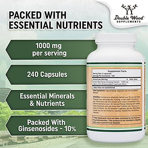 Ginseng Capsules (Korean Red Ginseng Extract, Panax Ginseng 10% Ginsenosides)