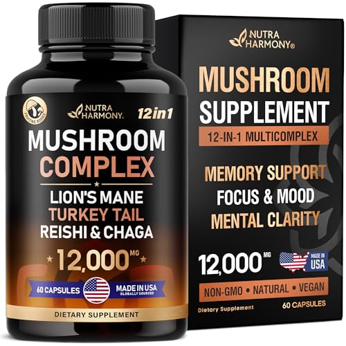 Mushroom Supplement - Organic Lion's Mane | Turkey Tail | Chaga | Cordyceps | Reishi 