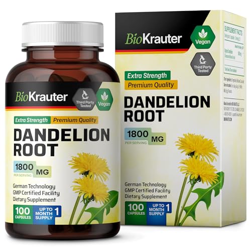 BIO KRAUTER Dandelion Root Capsules - Organic Dandelion Root Supplement - Vegan 