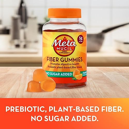 Metamucil Fiber Supplement Gummies, Sugar Free Orange Flavor, 5g Prebiotic Plant Based