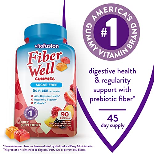 Vitafusion Fiber Well Sugar Free Fiber Supplement, Peach, Strawberry And Blackberry