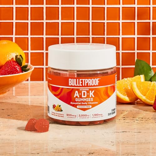 Bulletproof Sugar-Free Orange Strawberry Vitamins A+D+K Gummies, 60 Count, Keto