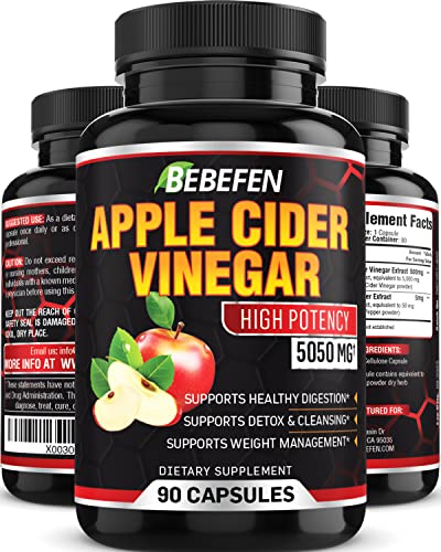 Apple Cider Vinegar Capsules - 5050mg Formula Pills with Black Pepper Extract 