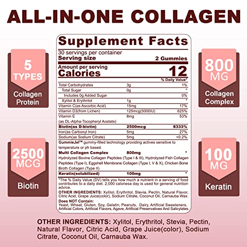 Sugar Free Hydrolyzed Collagen Gummies 800mg