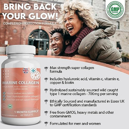 Hydrolysed Marine Collagen 700mg with Hyaluronic Acid, Vitamin C, Vitamin E, Copper & Biotin