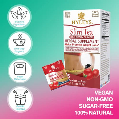 Hyleys Slim Tea Goji Berry Flavor - Weight Loss Herbal Supplement Cleanse and Detox