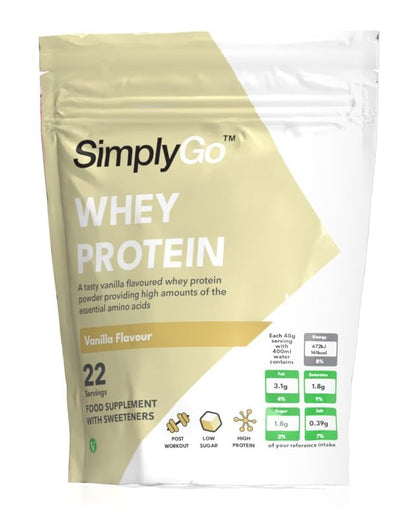 SimplyGo Whey Protein Powder | 900g | Simply Add 30g to Water, Juice or Shakes