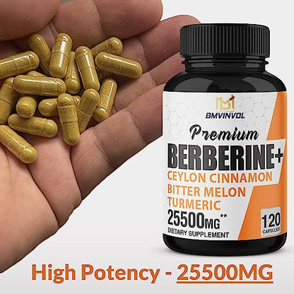 Berberine 𝟏𝟓𝟎𝟎𝟎𝐦𝐠 Ceylon Cinnamon 𝟏𝟎𝟎𝟎𝐦𝐠 Turmeric 𝟒𝟓𝟎𝟎𝐦𝐠 Green Tea 𝟐𝟎𝟎𝟎𝐦𝐠