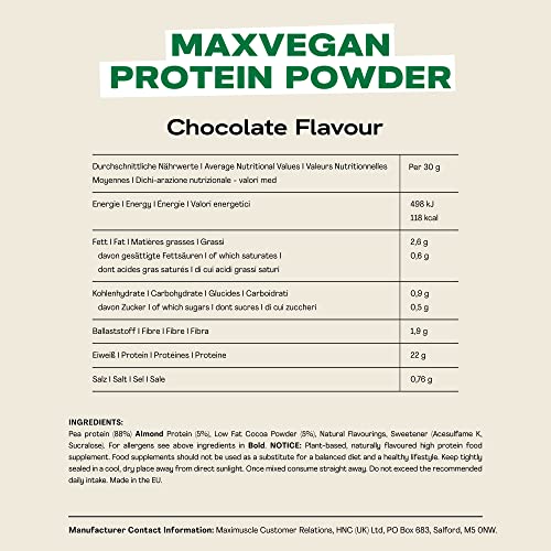 MaxiNutrition - MaxVegan Protein Powder, Chocolate - Plant Based Protein Food Supplement