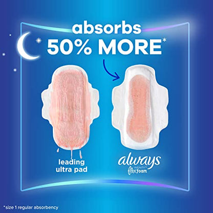 Always Infinity Feminine Pads For Women, Size 4 Overnight Absorbency, Multipack, With Flexfoam