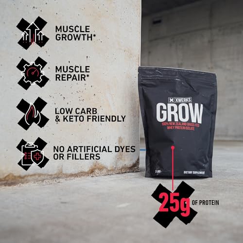 Xwerks Grow 100% New Zealand Grass-Fed Whey Protein - 25g of Pure Isolate Protein