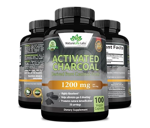 Activated Charcoal Capsules - 1,200 mg Highly Absorbent Helps Alleviate Gas