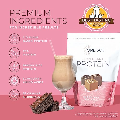 One Sol Lean Plant Protein Powder Chocolate Sea Salt, Low Carb, Gluten Free, Lactose