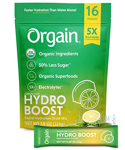 Orgain Organic Hydration Packets, Electrolytes Powder - Lemon Lime Hydro