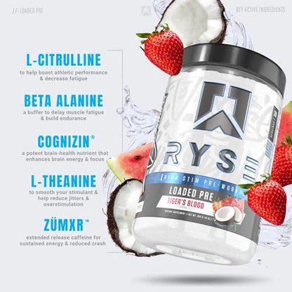 RYSE Up Supplements Loaded Pre Workout Powder Supplement for Men & Women