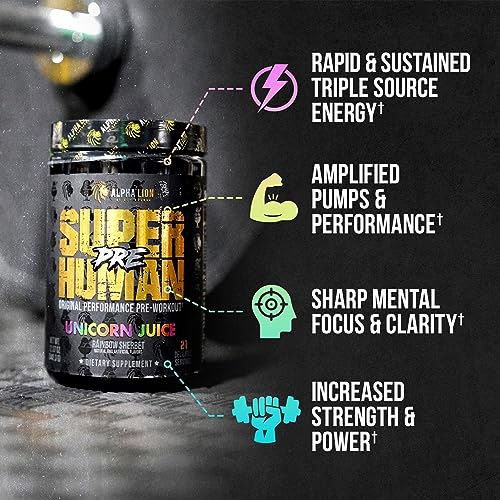 ALPHA LION Superhuman Pre Workout Powder, Beta Alanine, L-Taurine & Tri-Source