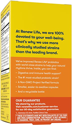 Renew Life Everyday Probiotic Capsules, Daily Supplement Supports Urinary, Digestive