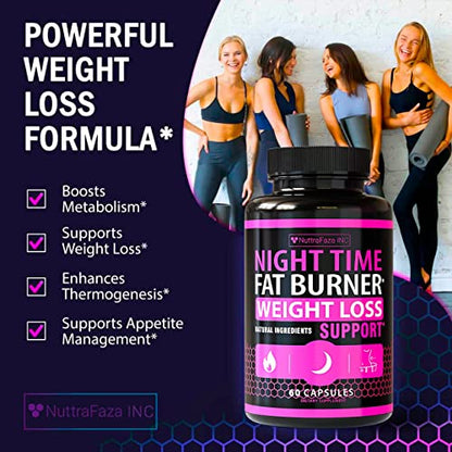 NuttraFaza INC (2 Pack) Night Time Weight Loss Pills for Women Belly Fat Burner