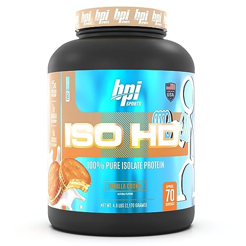 BPI Sports ISO HD Isolate Protein Vanilla Cookie, 76.8 oz - 69 Servings