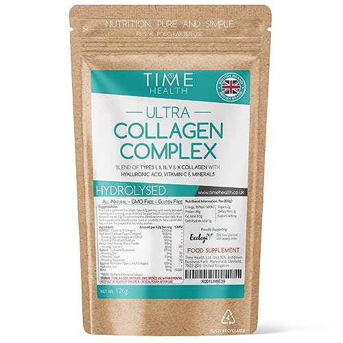 Ultra Collagen Complex - 126g Powder - Hydrolysed - Types I, II, III, V & X Collagen