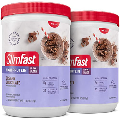 SlimFast High Protein Meal Replacement Shake Powder, 12 Servings (Pack of 2) , Advanced