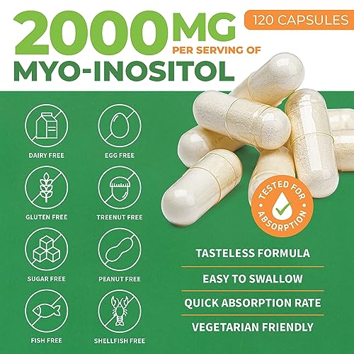 Myo-Inositol & D-Chiro Inositol Capsules w Folate - 40 1 Ratio 2000mg Myo