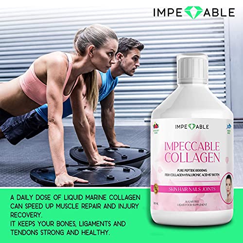 IMPECCABLE Collagen 10.000mg hydrolyzed Sugar Free Liquid Marine Collagen | Supplements for Women and Men