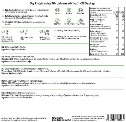 Protein Works Soy Protein 90 (Isolate) Protein Powder | 100% Plant-Based | Low Fat | No Added Sugar