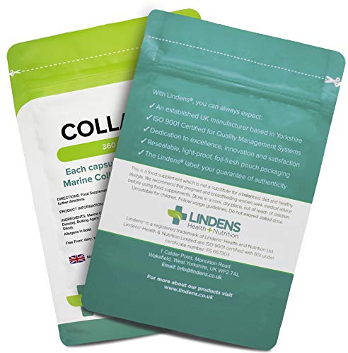 Lindens Collagen (Marine) 400mg Capsules 360 Pack - UK Manufacturer, Letterbox Friendly