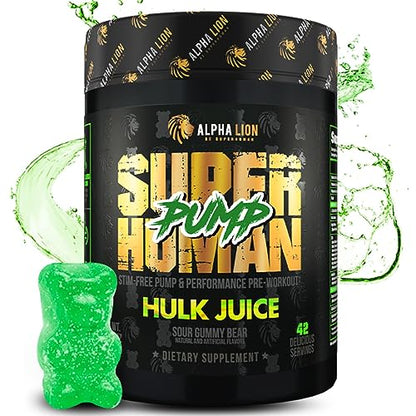 ALPHA LION Superhuman Pump Pre Workout Powder, Nootropic Caffeine & Stim Free