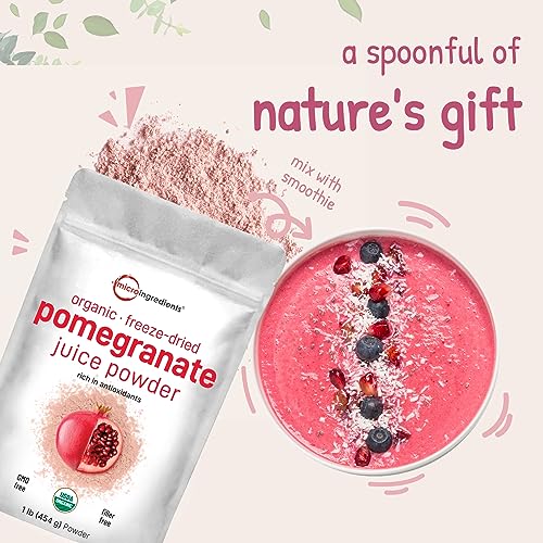 Organic Pomegranate Juice Powder, 1 Pound | 100% Natural Fruit Powder | Freeze Dried