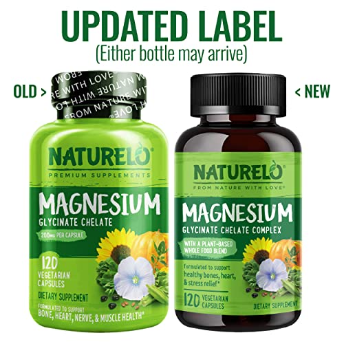 NATURELO Magnesium Glycinate Chelate Complex - 200 mg Magnesium with Organic