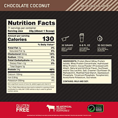 Optimum Nutrition Gold Standard 100% Whey Protein Powder, Chocolate Coconut