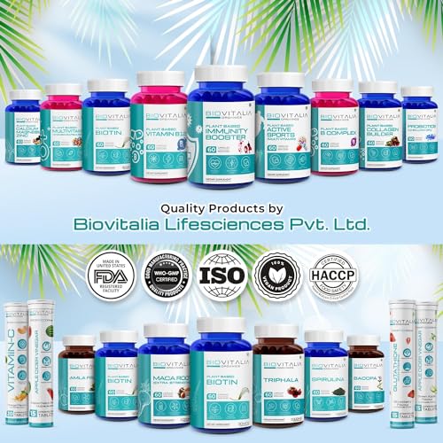 Biovitalia Plant Based Collagen Builder Capsule with Biotin & Vitamin C | Dietary Supplement for Men & Women