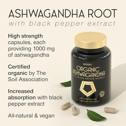 Organic Ashwagandha High Strength - 1000mg Ashwagandha Capsules - Pure Ashwagand