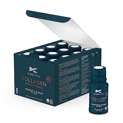 Kinetica Collagen with Turmeric (12-Pack) 20g Collagen & 50mg Vitamin C. Orange & Mango Flavour