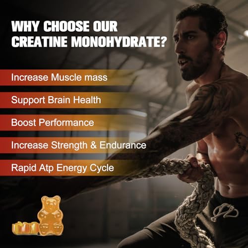 Alliwise Creatine Monohydrate Supplement Gummies for Men & Women, Sugar-Free Creatin