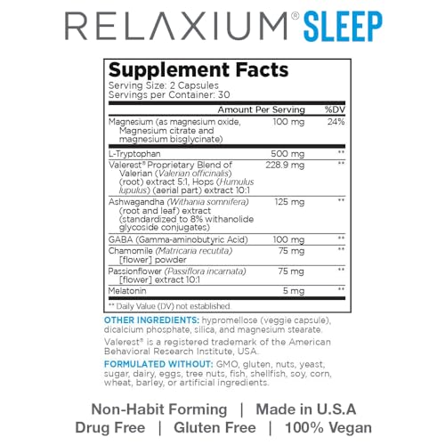 Relaxium Sleep Aid, 30-Day Supply, Dietary Supplement, Better Sleep, Magnesium