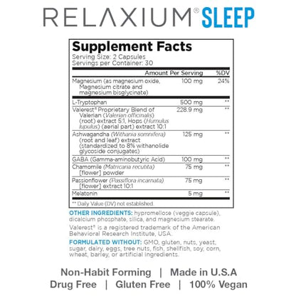 Relaxium Sleep Aid, 30-Day Supply, Dietary Supplement, Better Sleep, Magnesium