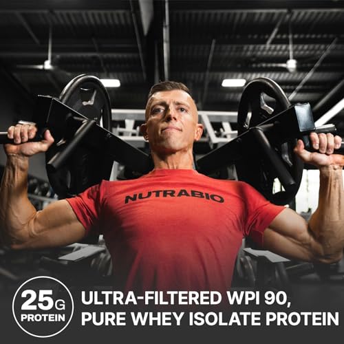 NutraBio Whey Protein Isolate Supplement – 25g of Protein Per Scoop with Complete