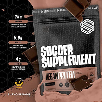 Soccer Supplement Vegan Protein Powder - 25g's of Protein per Serving, Chocolate Flavour