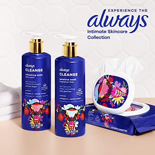 Always Cleanse Feminine Intimate Wash For Women, Ph Balanced For Sensitive Skin, Fragrance-Free