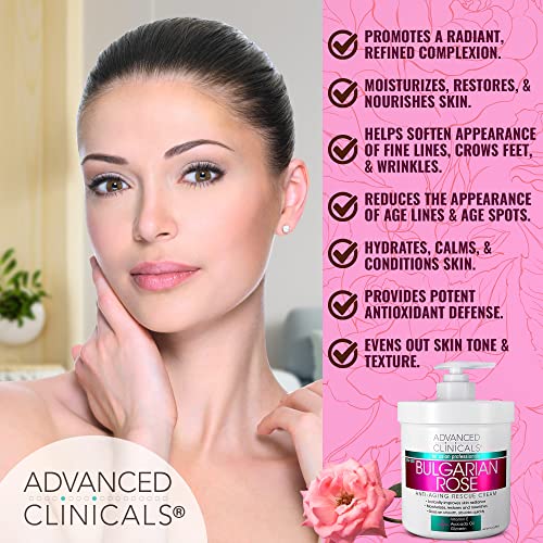 Advanced Clinicals Bulgarian Rose Anti Aging Vitamin E Moisturizer Body Lotion & Face