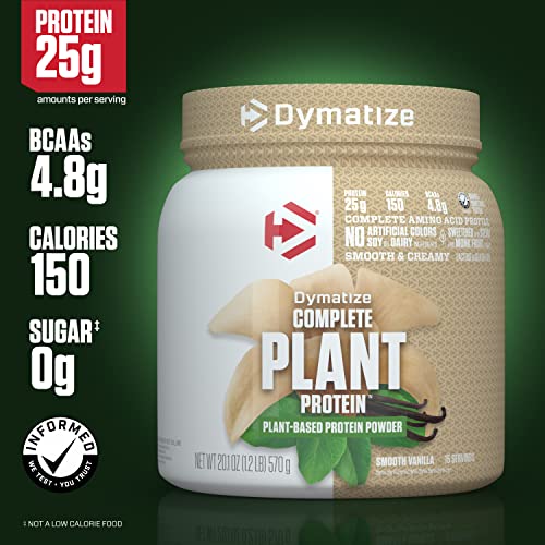 Dymatize Vegan Plant Protein, Smooth Vanilla, 25g Protein, 4.8g BCAAs, Complete