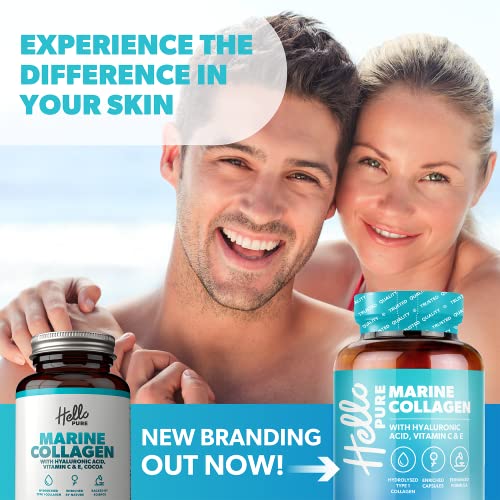 Marine Collagen Capsules - 1855mg - 120 Capsules - Enriched with Hyaluronic Acid & Vitamins C & E