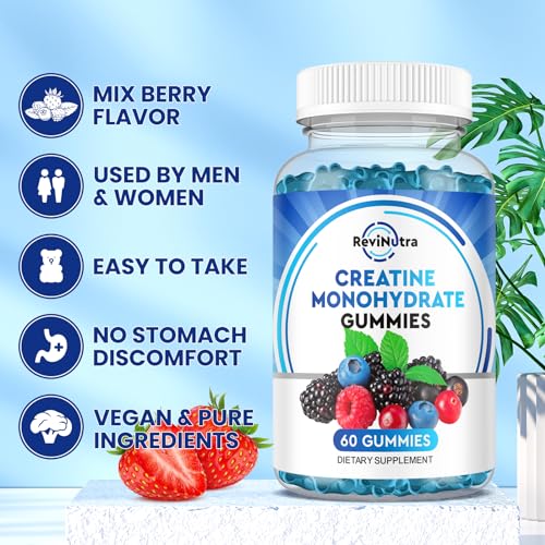 Creatine Monohydrate Gummies for Men & Women, Chewables Creatine Monohydrate