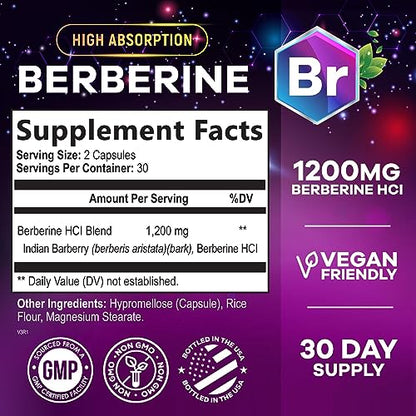 Berberine Supplement 1200mg per Serving - High Absorption Heart Health Support