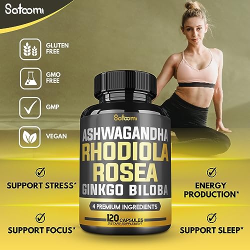 6050mg Rhodiola Rosea Supplement with Ashwagandha Root, Ginkgo Biloba & Black Pepper