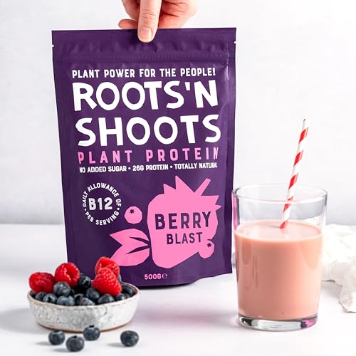 Roots 'n Shoots Vegan Protein, Shake, Berry Flavour, with Added B12, 26g Protein